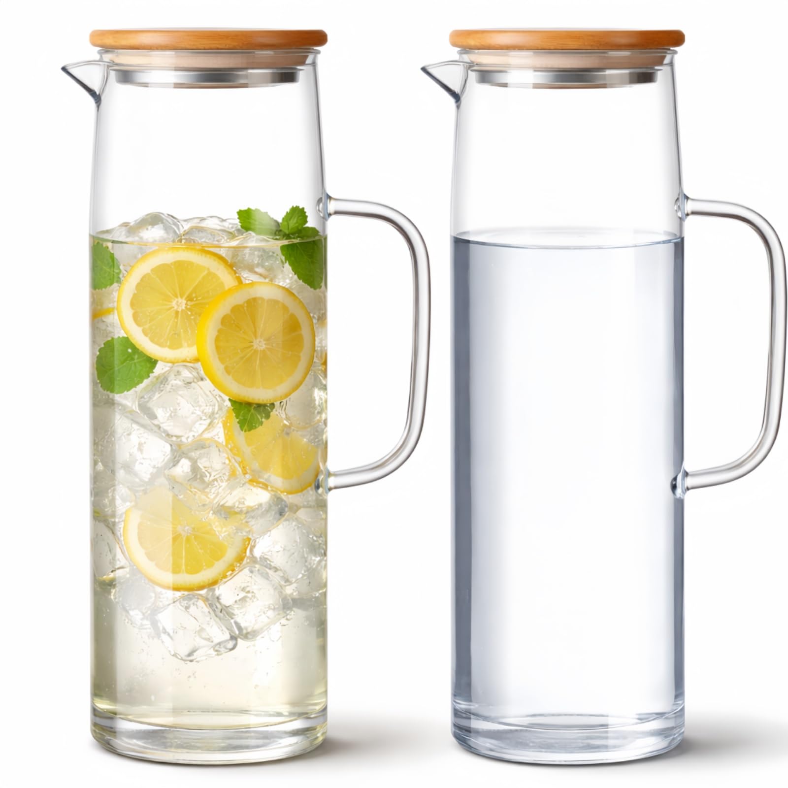 Amazon.com: Hsei 2 Sets Glass Pitcher with Lid, 50 oz / 1500 ml